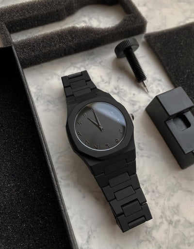 AURA™ Grand Edition – The Ultimate Black Luxury Arabic Numeral Watch.